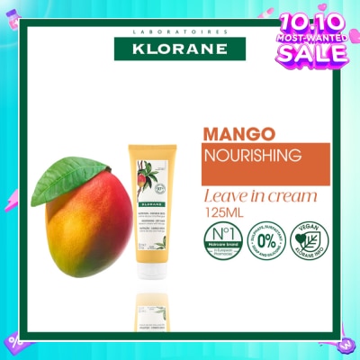 KLORANE Nourishing - Dry Hair Leave-In Mango Cream (Moisture Locking, Mends Split Ends & Prevents Future Splitting) 125ml