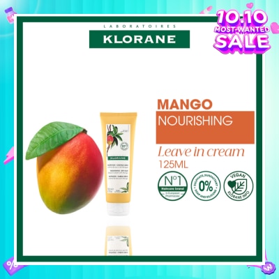 KLORANE Nourishing - Dry Hair Leave-In Mango Cream (Moisture Locking, Mends Split Ends & Prevents Future Splitting) 125ml