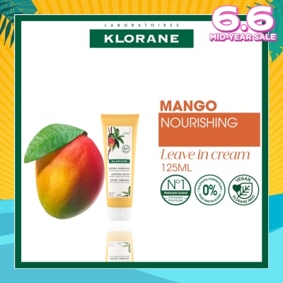 KLORANE Nourishing - Dry Hair Leave-In Mango Cream (Moisture Locking, Mends Split Ends & Prevents Future Splitting) 125ml
