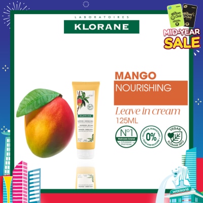 KLORANE Nourishing - Dry Hair Leave-In Mango Cream (Moisture Locking, Mends Split Ends & Prevents Future Splitting) 125ml