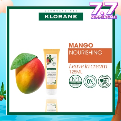 KLORANE Nourishing - Dry Hair Leave-In Mango Cream (Moisture Locking, Mends Split Ends & Prevents Future Splitting) 125ml