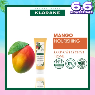 KLORANE Nourishing - Dry Hair Leave-In Mango Cream (Moisture Locking, Mends Split Ends & Prevents Future Splitting) 125ml