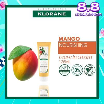 KLORANE Nourishing - Dry Hair Leave-In Mango Cream (Moisture Locking, Mends Split Ends & Prevents Future Splitting) 125ml