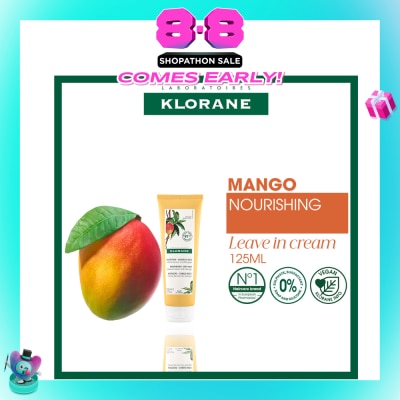 KLORANE - Nourishing - Dry Hair Leave-In Mango Cream (Moisture Locking, Mends Split Ends & Prevents Future Splitting) 125ml