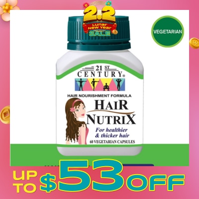 21ST CENTURY Hair Nutrix Hair Vegetarian Capsules (For Healthier & Thicker Hair) 60s