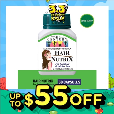 21ST CENTURY Hair Nutrix Hair Vegetarian Capsules (For Healthier & Thicker Hair) 60s