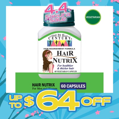 21ST CENTURY - Hair Nutrix Hair Vegetarian Capsules (For Healthier & Thicker Hair) 60s