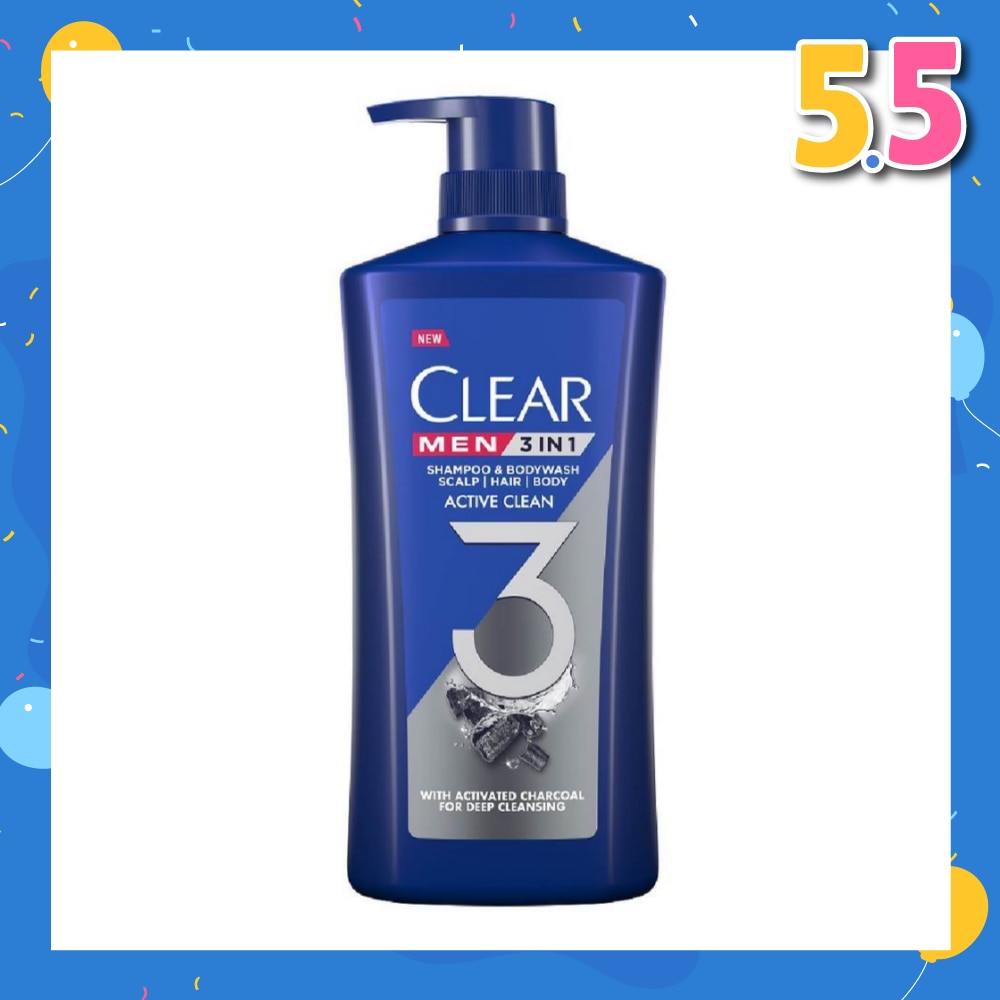 Men 3 in 1 Shampoo & Bodywash Active Clean 618g