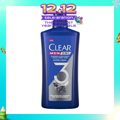 CLEAR Men 3 in 1 Shampoo & Bodywash Active Clean 618g