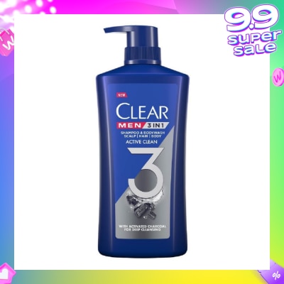 CLEAR Men 3 in 1 Shampoo & Bodywash Active Clean 618g