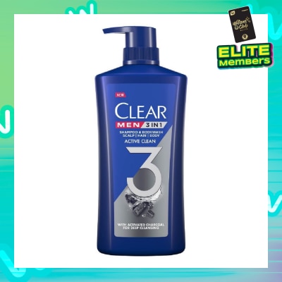 CLEAR Men 3 in 1 Shampoo & Bodywash Active Clean 618g