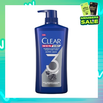 CLEAR Men 3 in 1 Shampoo & Bodywash Active Clean 618g