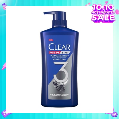 CLEAR Men 3 in 1 Shampoo & Bodywash Active Clean 618g