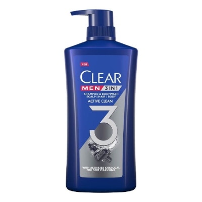 CLEAR Men 3 in 1 Shampoo & Bodywash Active Clean 618g