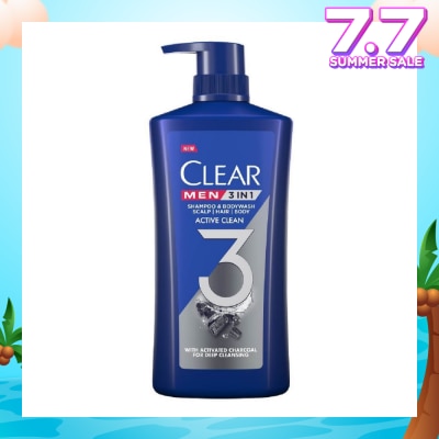 CLEAR Men 3 in 1 Shampoo & Bodywash Active Clean 618g