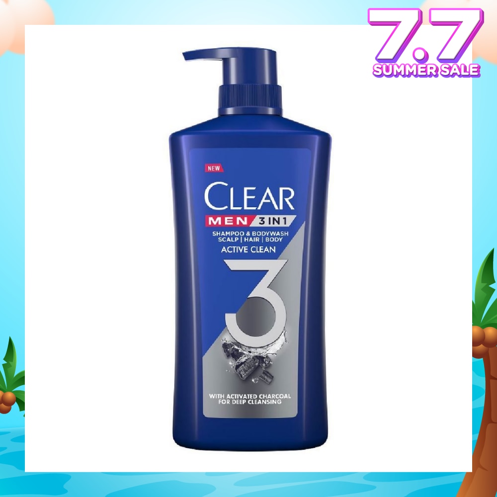 Men 3 in 1 Shampoo & Bodywash Active Clean 618g