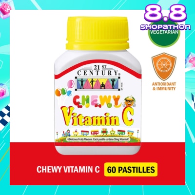 21ST CENTURY Chewy Vitamin C Vegetarian Pastilles with 6 Fruity Flavours (For Children) 30mg 60s