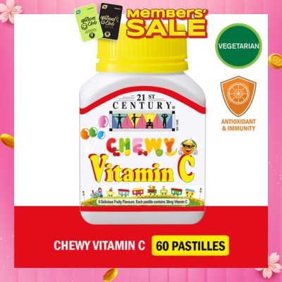 21ST CENTURY Chewy Vitamin C Vegetarian Pastilles with 6 Fruity Flavours (For Children) 30mg 60s