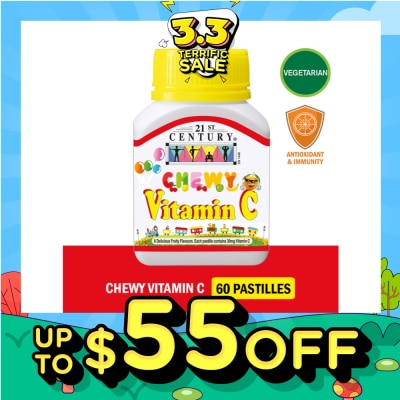 21ST CENTURY Chewy Vitamin C Vegetarian Pastilles with 6 Fruity Flavours (For Children) 30mg 60s