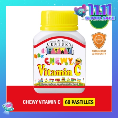 21ST CENTURY Chewy Vitamin C Vegetarian Pastilles with 6 Fruity Flavours (For Children) 30mg 60s