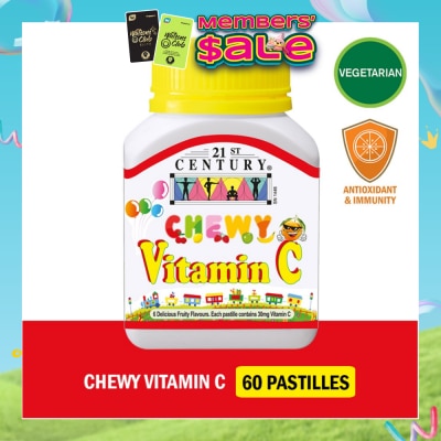 21ST CENTURY - Chewy Vitamin C Vegetarian Pastilles with 6 Fruity Flavours (For Children) 30mg 60s