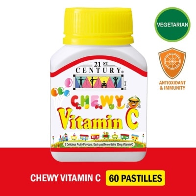 21ST CENTURY Chewy Vitamin C Vegetarian Pastilles with 6 Fruity Flavours (For Children) 30mg 60s