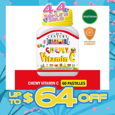 21ST CENTURY - Chewy Vitamin C Vegetarian Pastilles with 6 Fruity Flavours (For Children) 30mg 60s