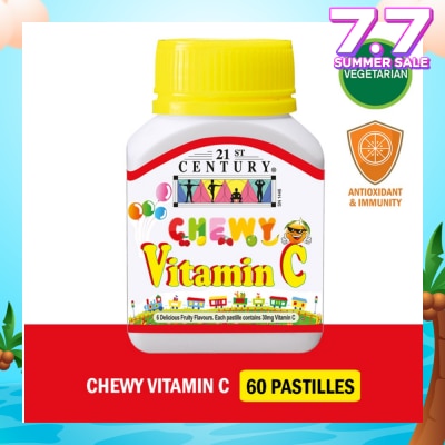 21ST CENTURY Chewy Vitamin C Vegetarian Pastilles with 6 Fruity Flavours (For Children) 30mg 60s