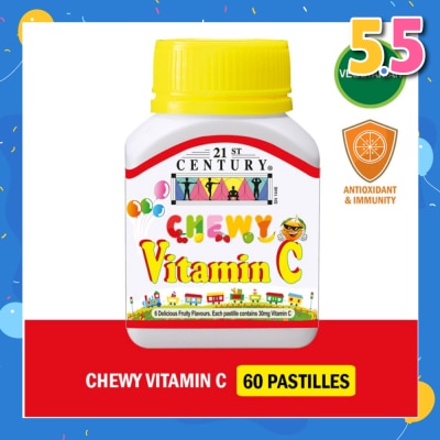 21ST CENTURY Chewy Vitamin C Vegetarian Pastilles with 6 Fruity Flavours (For Children) 30mg 60s