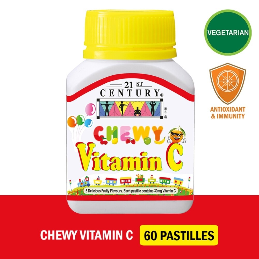 Chewy Vitamin C Vegetarian Pastilles with 6 Fruity Flavours (For Children) 30mg 60s