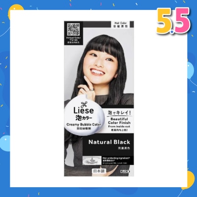 LIESE Liese Creamy Bubble Color Natural Black 108ml - DIY Foam Hair Color with Salon Inspired Colors (includes treatment pack)