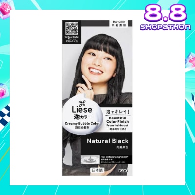 LIESE Liese Creamy Bubble Color Natural Black 108ml - DIY Foam Hair Color with Salon Inspired Colors (includes treatment pack)