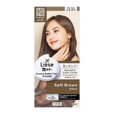 LIESE Liese Creamy Bubble Color Soft Brown 108ml - DIY Foam Hair Color with Salon Inspired Colors (includes treatment pack)