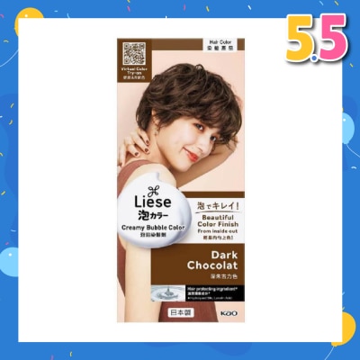 LIESE Liese Creamy Bubble Color Dark Chocolate 108ml - DIY Foam Hair Color with Salon Inspired Colors (includes treatment pack)