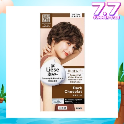 LIESE Liese Creamy Bubble Color Dark Chocolate 108ml - DIY Foam Hair Color with Salon Inspired Colors (includes treatment pack)