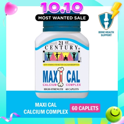 21ST CENTURY Maxi Cal High Strength Calcium Complex Caplets (Better Calcium Absorption) 60s image