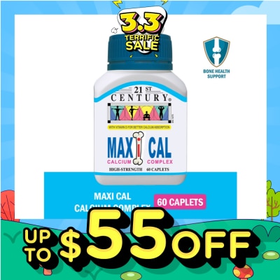 21ST CENTURY Maxi Cal High Strength Calcium Complex Caplets (Better Calcium Absorption) 60s