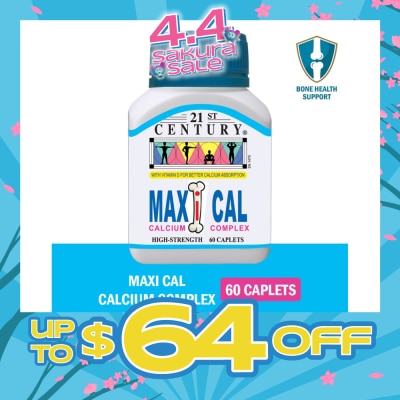 21ST CENTURY Maxi Cal High Strength Calcium Complex Caplets (Better Calcium Absorption) 60s