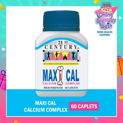 21ST CENTURY Maxi Cal High Strength Calcium Complex Caplets (Better Calcium Absorption) 60s