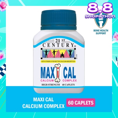 21ST CENTURY Maxi Cal High Strength Calcium Complex Caplets (Better Calcium Absorption) 60s