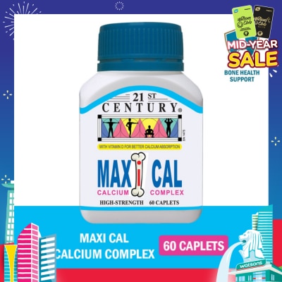 21ST CENTURY Maxi Cal High Strength Calcium Complex Caplets (Better Calcium Absorption) 60s