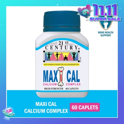 21ST CENTURY Maxi Cal High Strength Calcium Complex Caplets (Better Calcium Absorption) 60s