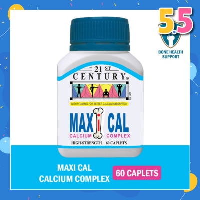 21ST CENTURY Maxi Cal High Strength Calcium Complex Caplets (Better Calcium Absorption) 60s