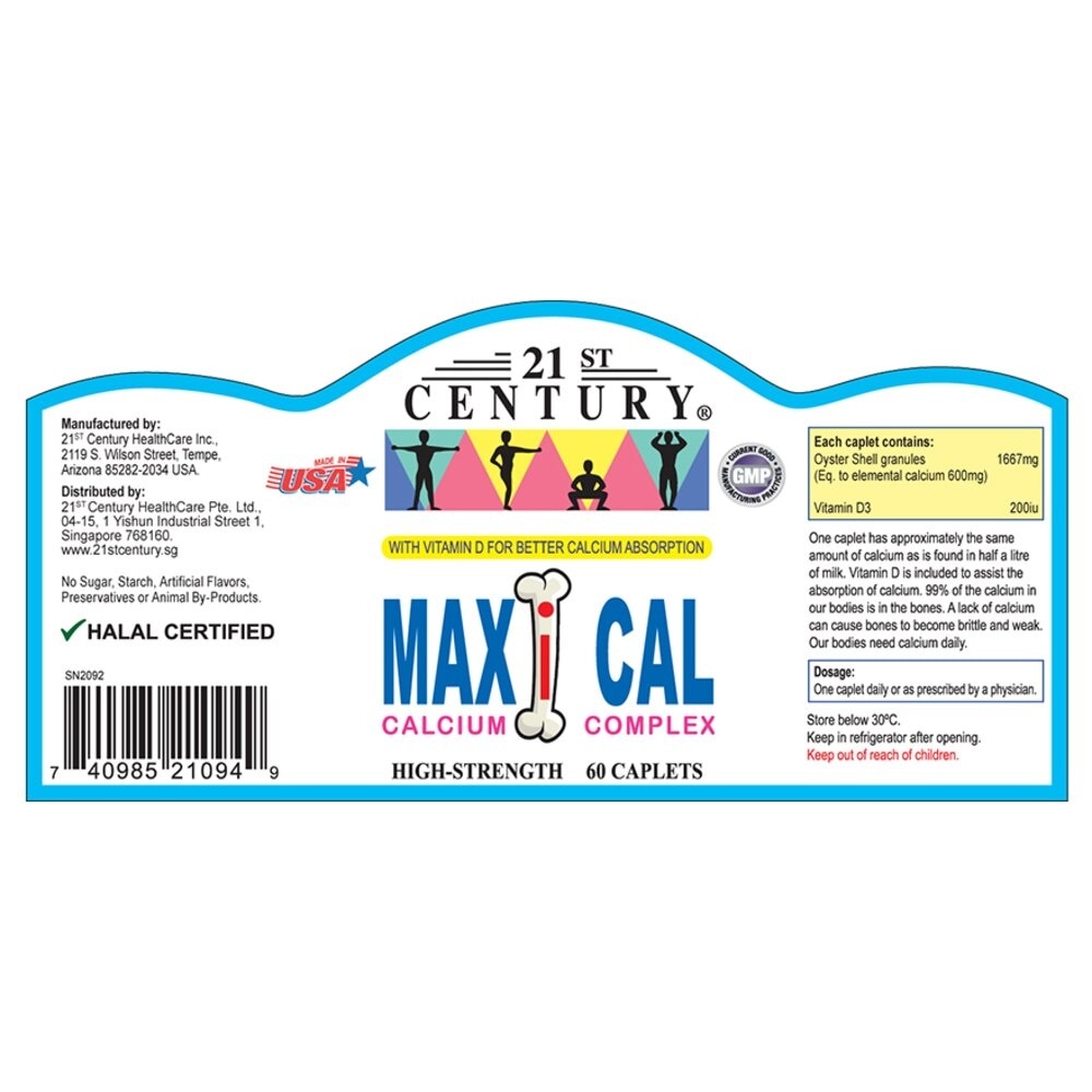 Maxi Cal High Strength Calcium Complex Caplets (Better Calcium Absorption) 60s