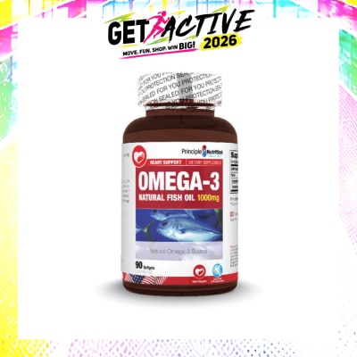 PRINCIPLE NUTRITION - Omega 3 Natural Fish Oil Softgel 1000mg (NaturalOmega 3 Source) 90s image