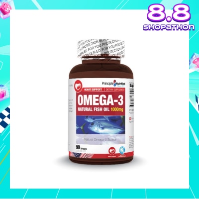 PRINCIPLE NUTRITION Omega 3 Natural Fish Oil Softgel 1000mg (NaturalOmega 3 Source) 90s