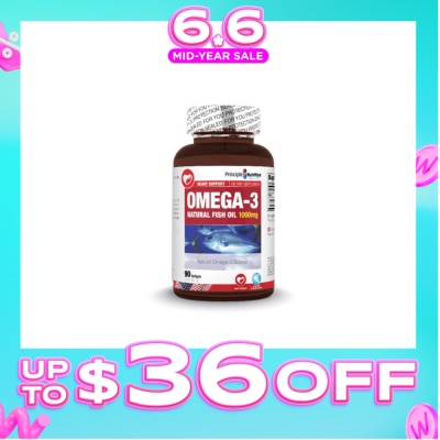 PRINCIPLE NUTRITION - Omega 3 Natural Fish Oil Softgel 1000mg (NaturalOmega 3 Source) 90s