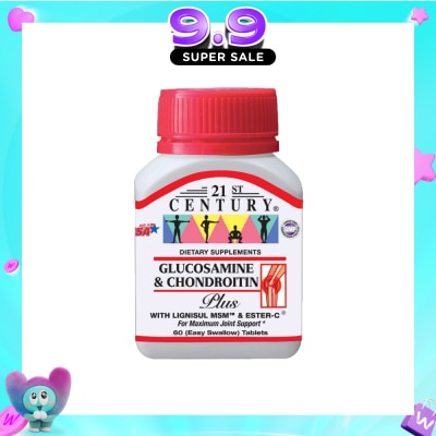 21ST CENTURY - Glucosamine & Chondroitin Plus Dietary Supplements Easy Swallow Tablets (For Maximum Joint Support) 60s image