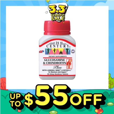 21ST CENTURY Glucosamine & Chondroitin Plus Dietary Supplements Easy Swallow Tablets (For Maximum Joint Support) 60s