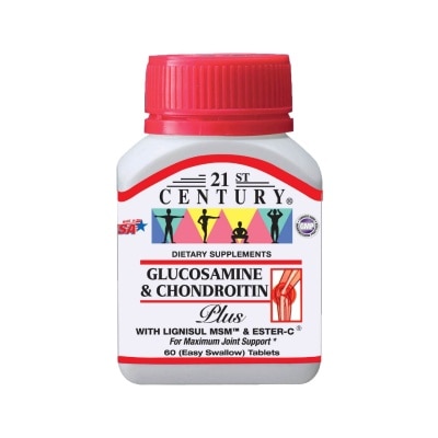 21ST CENTURY Glucosamine & Chondroitin Plus Dietary Supplements Easy Swallow Tablets (For Maximum Joint Support) 60s